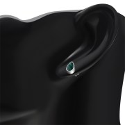 Malachite Drop Silver Stud Earrings, e333